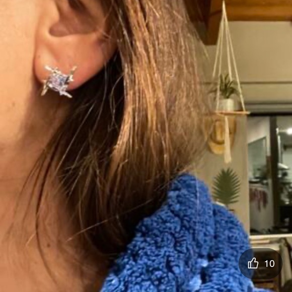 Cubic Zirconia Stud Earrings Silver & Gold - Picture 6 of 7